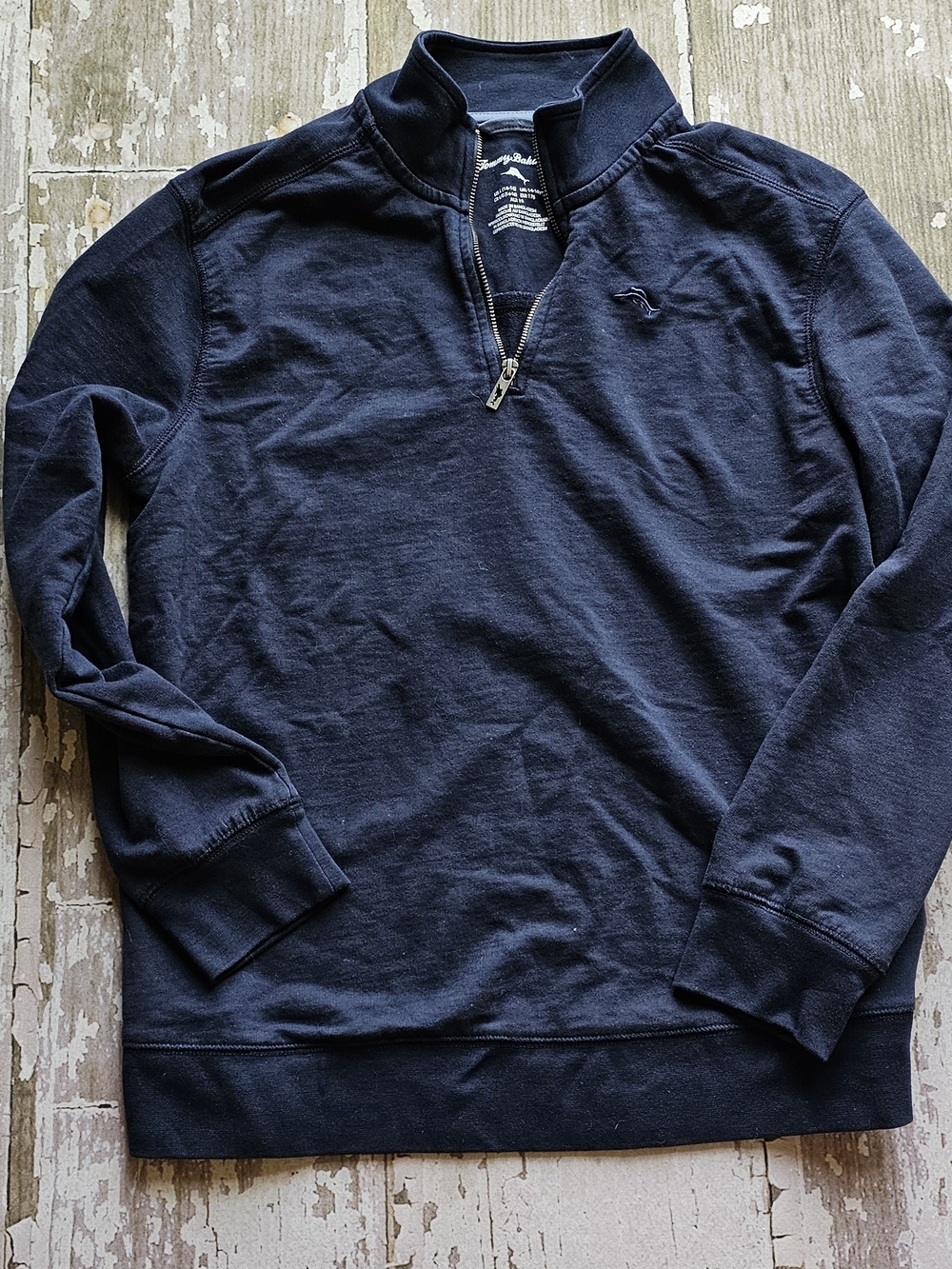 Boys Size 14/16 Tommy Bahama Men's Navy Quarter-Zip Pullover Sweater